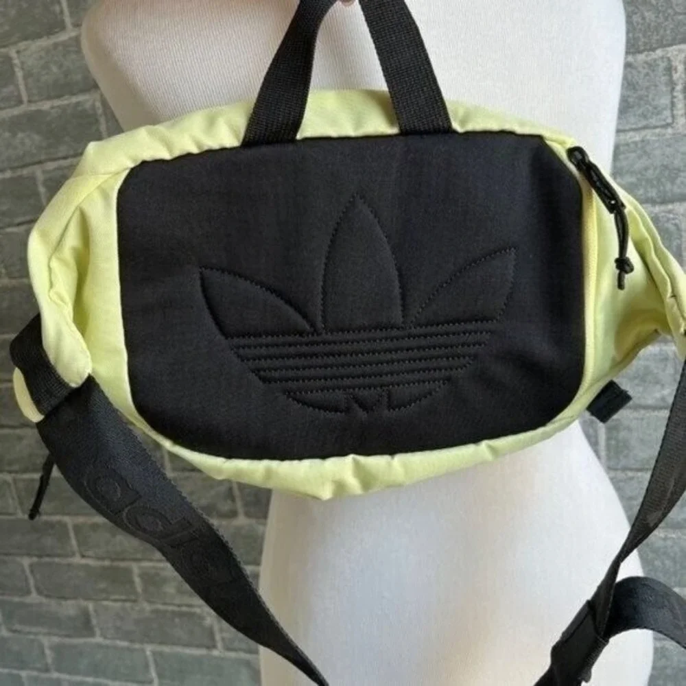Adidas Utility Yellow And Black Crossbody Wide Strap Fannypack Sling Waistbag